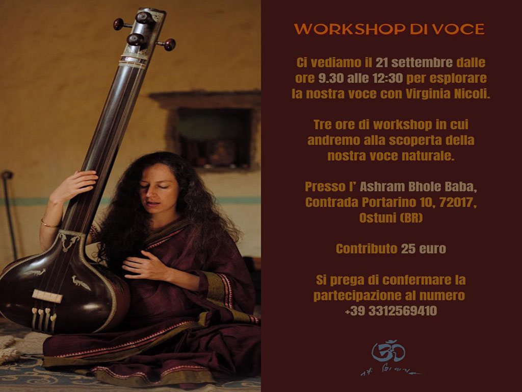 Evento Workshop di Voce alla scoperta della nostra voce naturale Ashram Bhole Baba Ψ Cisternino