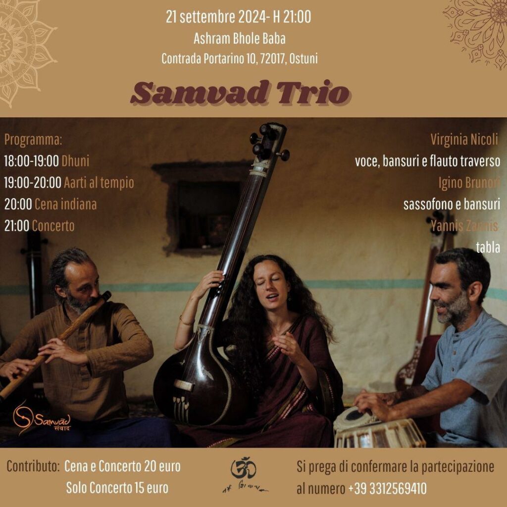 Samvad Trio Evento Musica Classica Indiana - Evento Ashram Bhole Baba Ψ di Cisternino